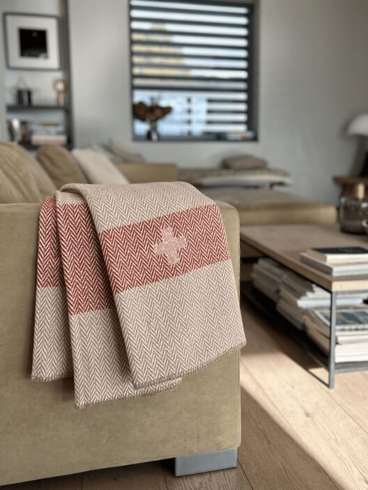 Couverture en laine sur canapé dans salon moderne